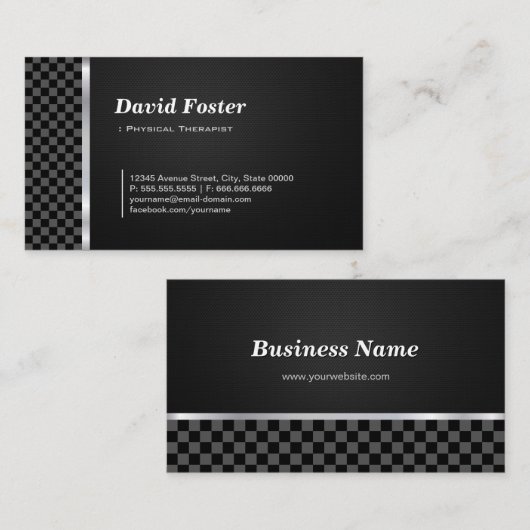 物理セラピストプロフェッショナル白黒 名刺 (正面/裏面)