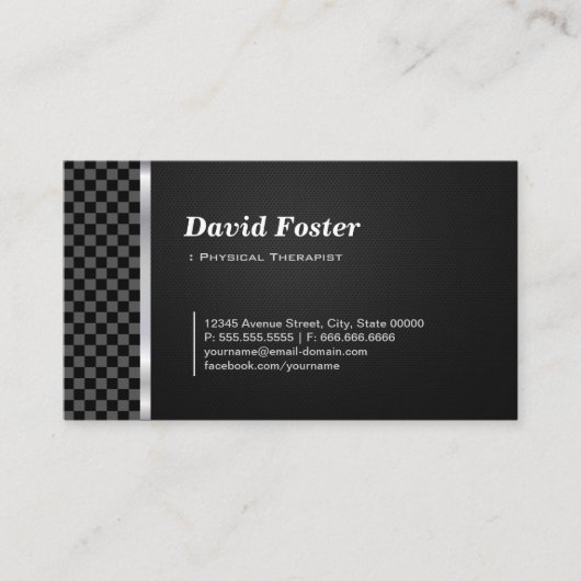 物理セラピストプロフェッショナル白黒 名刺 (正面)