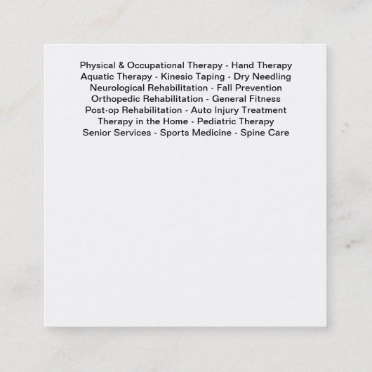 物理セラピスト医療用名刺 スクエア名刺 (裏面)