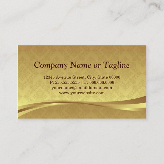 物理セラピスト-エレガント金ゴールドダマスク 名刺 (裏面)