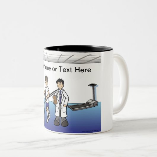 物理パーソナライズされたセラピスト漫画 ツートーンマグカップ (正面右)