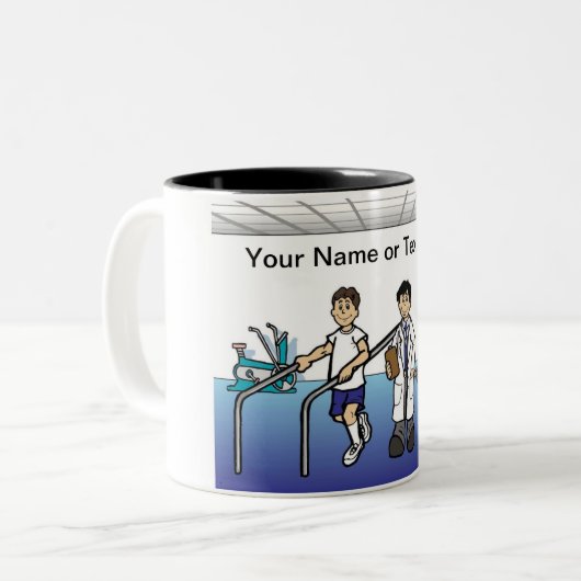 物理パーソナライズされたセラピスト漫画 ツートーンマグカップ (正面左)