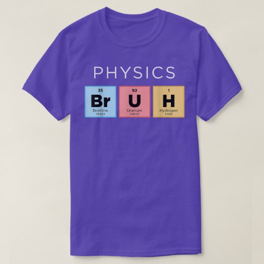 物理ブおもしろいリー元素表Sce Tシャツ (デザイン正面)