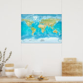 物理世界地図ミラー投影ポスター ポスター (キッチン)