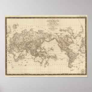 物理世界地図 ポスター