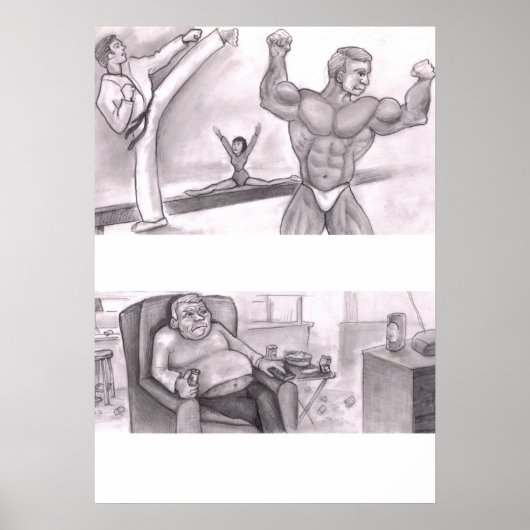 物理図解入りの、写真付きのフィットネスとSEDの比較 ポスター (正面)