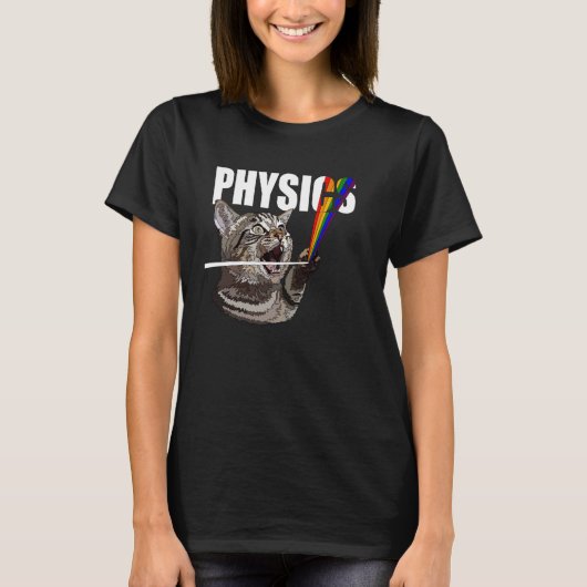 物理学が好きなネコ好きのための面白グッズ Tシャツ (正面)