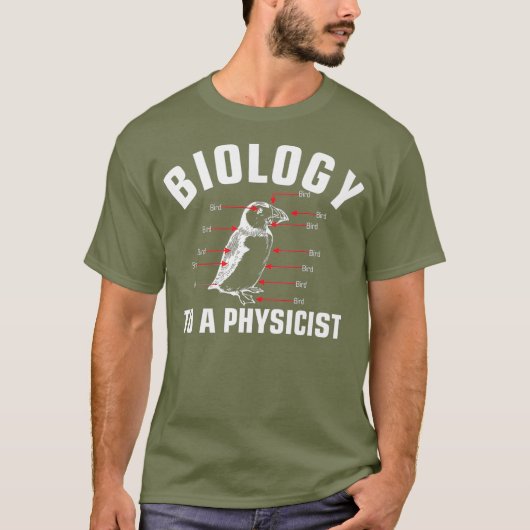 物理学に対する生物学専攻の Tシャツ (正面)