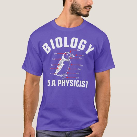 物理学に対する生物学専攻の Tシャツ (正面)