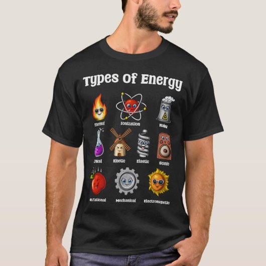 物理学のエネルギー種類 Tシャツ (正面)