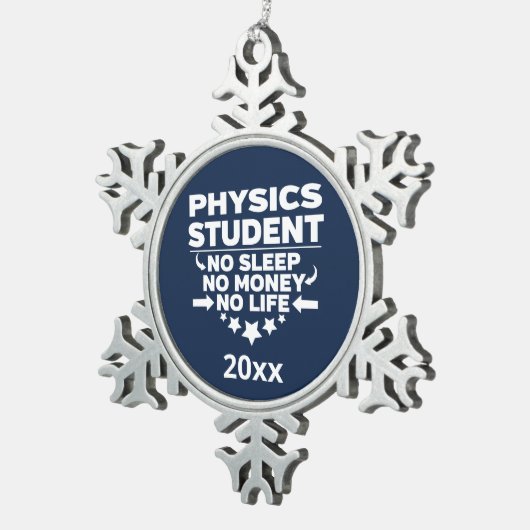 物理学の学生No睡眠生命運動海軍 スノーフレークピューターオーナメント (右)