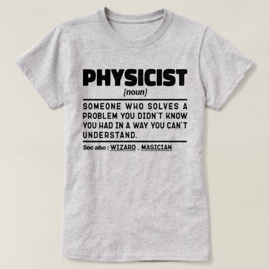 物理学者の名詞定義クール科学先生 Tシャツ (デザイン正面)