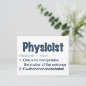 物理学者の定義はがき – 青と白 ポストカード (スタンド正面)