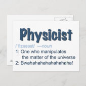 物理学者の定義はがき – 青と白 ポストカード (正面/裏面)