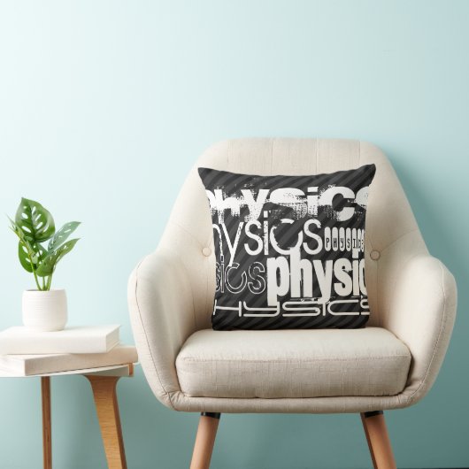 物理学、黒と濃いグレーのストライプ クッション (椅子)