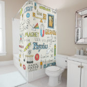 物理手書き。ヴィンテージイラストレーション。  シャワーカーテン (インサイチュ)