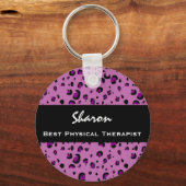物理最高のセラピストピンクLeopardプリントギフト キーホルダー (正面)