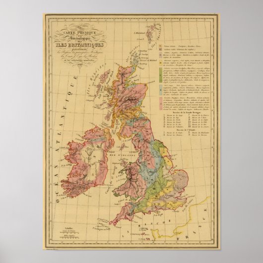 物理的および鉱物学的な地図 ポスター (正面)