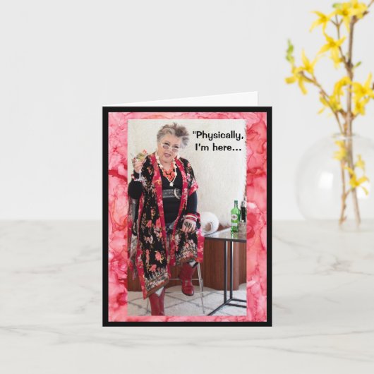 物理的にここに、精神的にそこにグリーティングカード カード (黄色い花)