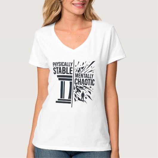 物理的には安定 精神的にはカオス 二元性デザイン Tシャツ (正面)