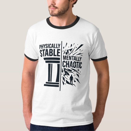 物理的には安定 精神的にはカオス 二元性デザイン Tシャツ (正面)