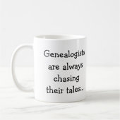 物語おもしろいを追う系図家ユーモア引用文 コーヒーマグカップ (左)