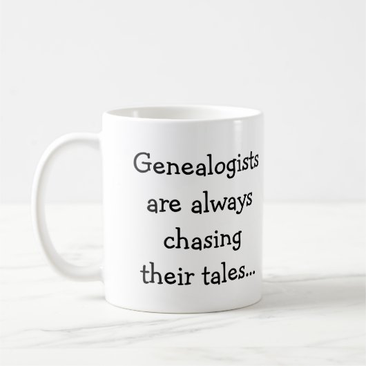 物語おもしろいを追う系図家ユーモア引用文 コーヒーマグカップ (左)