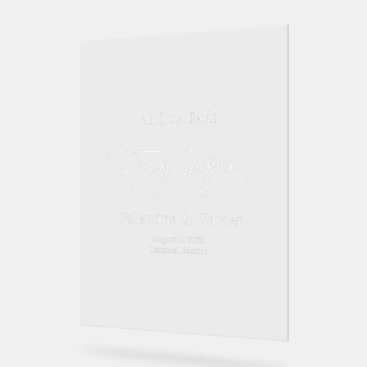 物語がエレガントな結婚式を始めるウェルカムアクリルの看板 アクリルサイン (傾斜)