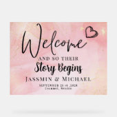 物語がエレガントな結婚式を始めるウェルカムアクリルの看板 アクリルサイン (正面)