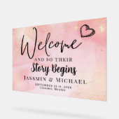 物語がエレガントな結婚式を始めるウェルカムアクリルの看板 アクリルサイン (傾斜)