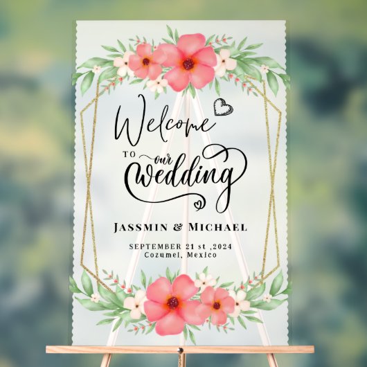 物語がエレガントな結婚式を始めるウェルカムアクリルの看板 アクリルサイン (ニュートラル)