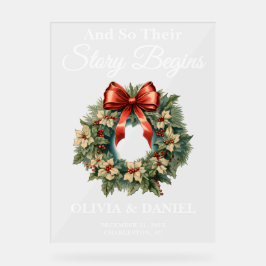物語がクリスマスリース結婚の歓迎を開始 アクリルサイン