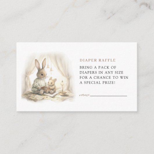 物語がニュートラルなバニーの赤ちゃんシャワーを始める エンクロージャーカード (正面)