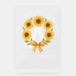 物語が始まるサンフラワーリース結婚の歓迎 アクリルサイン