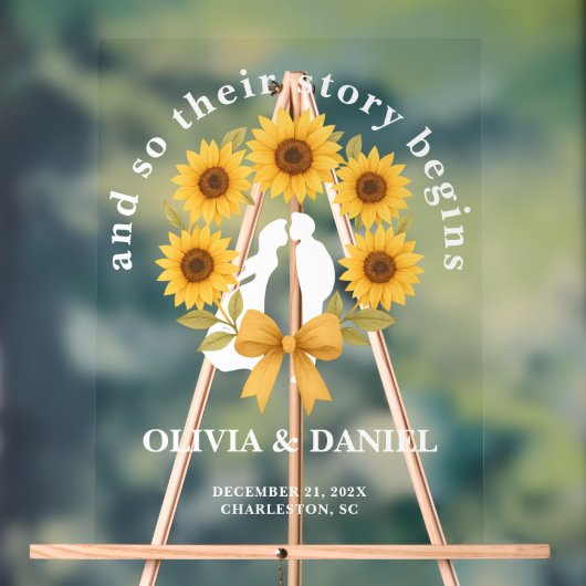 物語が始まるサンフラワーリース結婚の歓迎 アクリルサイン (ニュートラル)