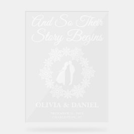物語が始まるスノーフレーク冬の結婚式 アクリルサイン