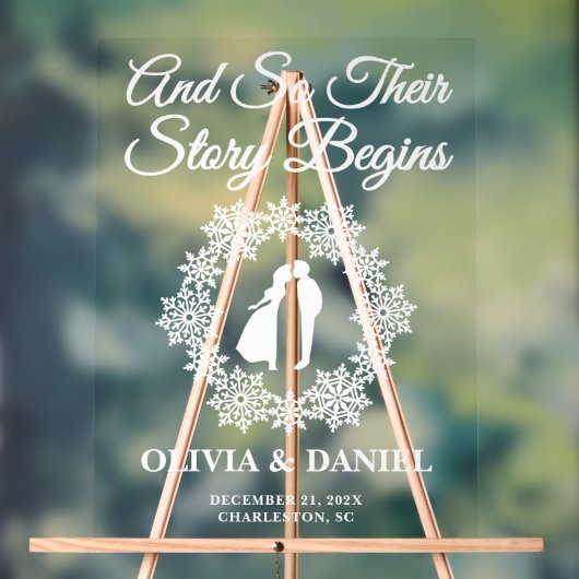 物語が始まるスノーフレーク冬の結婚式 アクリルサイン (ニュートラル)