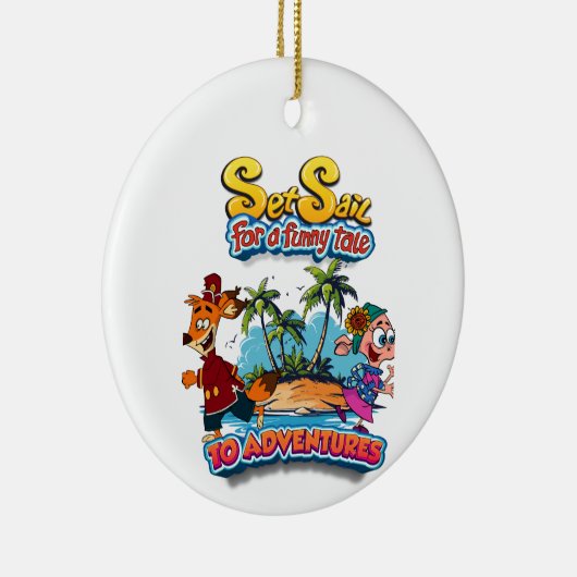 物語の島のオーナメントにおもしろい帆を張る セラミックオーナメント (右)
