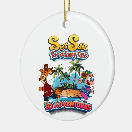 物語の島のオーナメントにおもしろい帆を張る セラミックオーナメント (左)