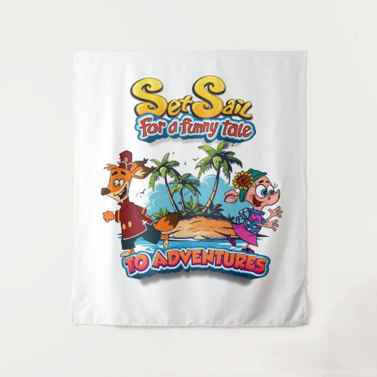 物語の島のタペストリおもしろいーに帆を張る タペストリー (正面)