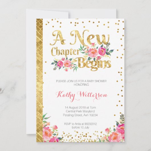 物語の本のおとぎ話のベビーシャワーの招待状 招待状 (正面)