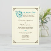 物語の本のおとぎ話の結婚式招待状-ティール（緑がかった色） 招待状 (スタンド正面)