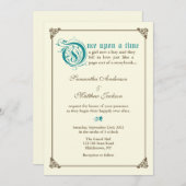 物語の本のおとぎ話の結婚式招待状-ティール（緑がかった色） 招待状 (正面/裏面)