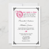 物語の本のおとぎ話の結婚式招待状-ピンクか黒 招待状 (正面)