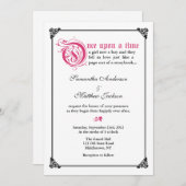 物語の本のおとぎ話の結婚式招待状-ピンクか黒 招待状 (正面/裏面)