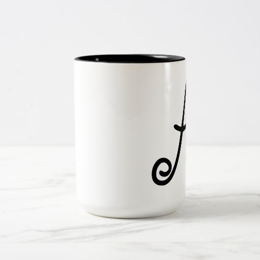 物語の本のスタイルの渦巻形のなモノグラム ツートーンマグカップ (中央)