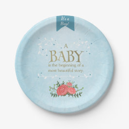 物語の本の紙皿のベビーシャワーそれは男の子の青です ペーパープレート