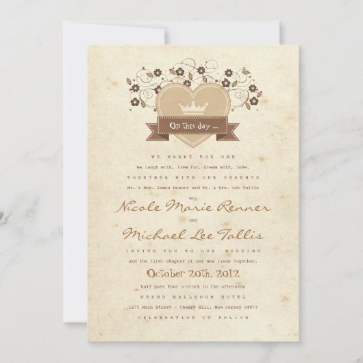 物語の本の頂上の結婚式の招待 招待状 (正面)