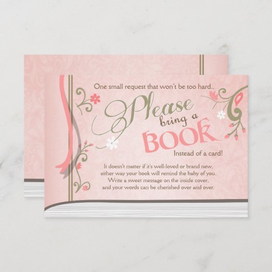 物語の本は本のヴィンテージのピンクおよび金ゴールドの女の子を連れて来ます エンクロージャーカード (正面/裏面)