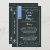 物語の表紙のおとぎ話の王子誕生会 招待状 (正面/裏面)